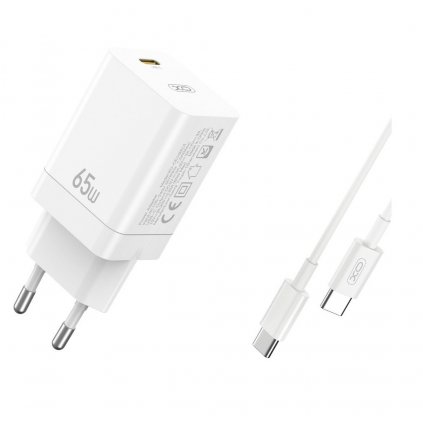 Rýchlonabíjačka XO CE10 vrátane dátového kábla USB-C 65W biela