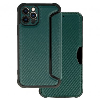 Puzdro Razor Carbon Book pre Iphone 12 Pro tmavozelené