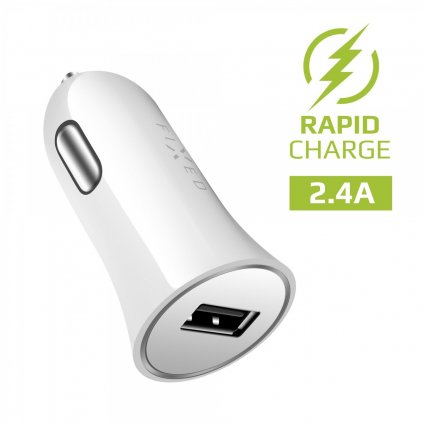Adaptér do auta FIXED s výstupom USB 12 W biely