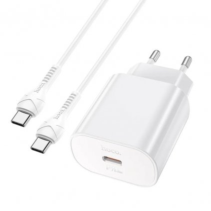 Cestovná nabíjačka HOCO N22 PD25W USB-C + kábel typu C/typu C biela