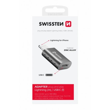 Adaptér Swissten lightning(m)/usb-c(f)