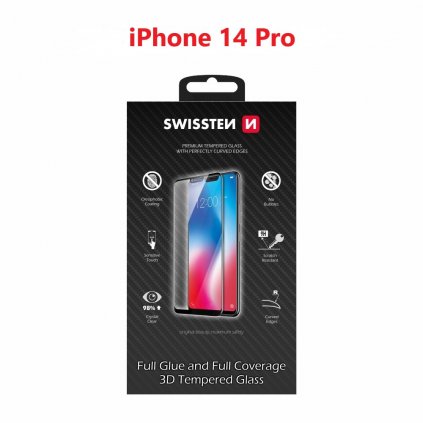 Tvrdené sklo Swissten Full Glue 3D pre apple iphone 14 pro čierne