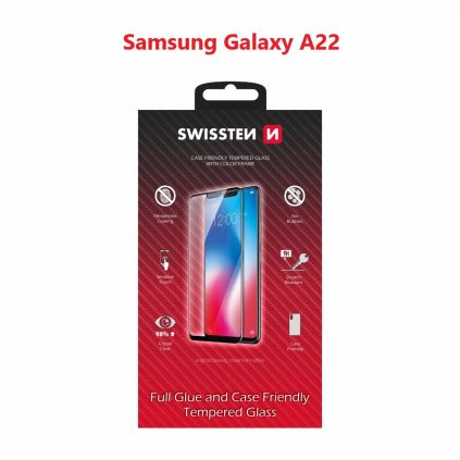 Tvrdené sklo Swissten FullGlue pre Samsung A22 čierne