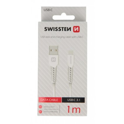 Dátový kábel swissten usb / usb-c 1,0 m biely