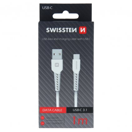 Dátový kábel swissten usb / usb-c 1,0 m biely