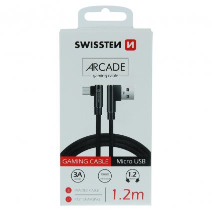 Textilný dátový kábel swissten arcade usb / micro usb 1,2 m čierny