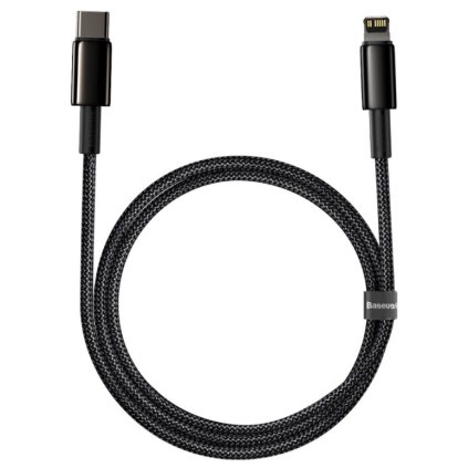 Dátový kábel Baseus CATLWJ-01 Tungsten Gold Fast Charge USB-C to Lightning 20W 1m Black