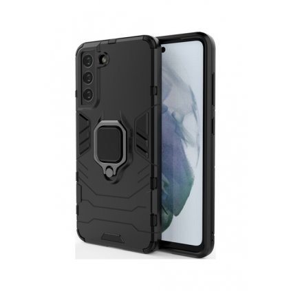 Ultra odolný zadný kryt pre Samsung S21 FE čierny s prsteňom