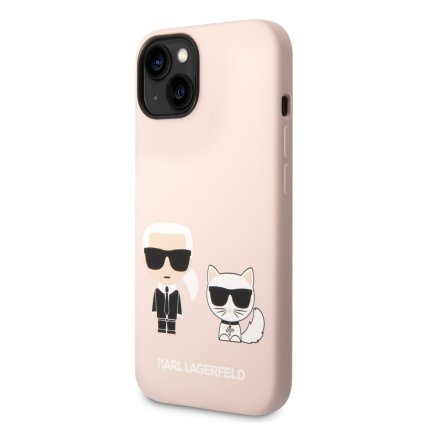Zadný kryt Karl Lagerfeld and Choupette Liquid Silicone pre iPhone 14 Plus Pink