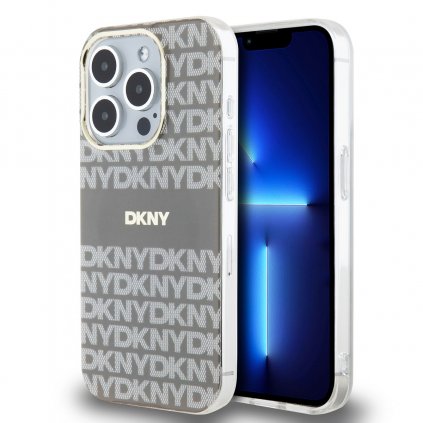Zadný kryt DKNY PC/TPU Repeat Pattern Tonal Stripe Magsafe pre iPhone 14 Pro Beige