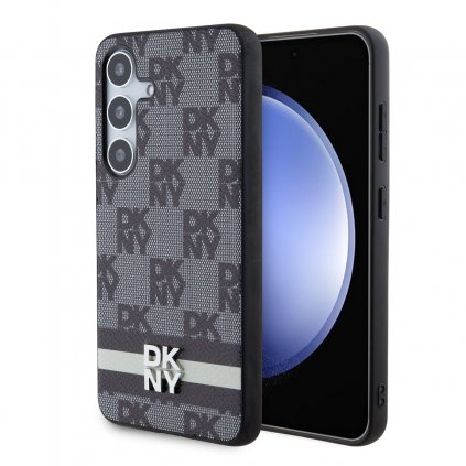 Zadný kryt DKNY PU Leather Checkered Pattern and Stripe pre Samsung Galaxy S24 Black