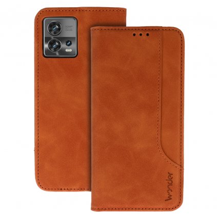 Flipové puzdro Wonder Prime pre Motorola Edge 30 Fusion hnedé