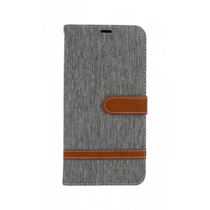 Flipové puzdro na Samsung J6 + džínsové sivé