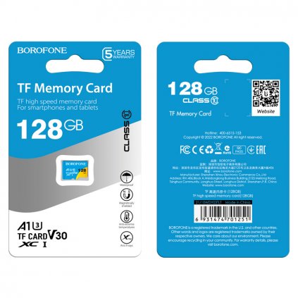 Pamäťová karta Borofone 128 GB SDXC U3 Class 10