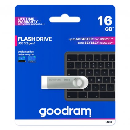 Flash disk GOODRAM UNO3 16GB USB 3.2 strieborný