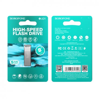 Flash disk Borofone BUD1 8GB strieborný