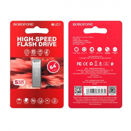 Flash disk Borofone BUD1 64GB strieborný