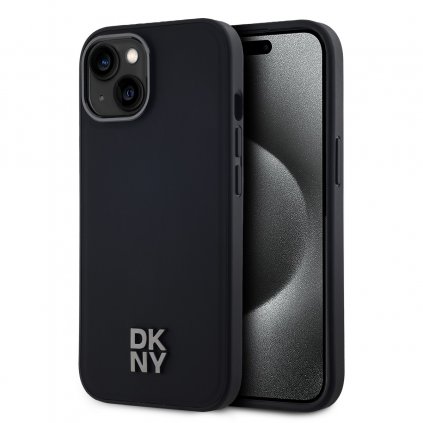 Zadný kryt DKNY PU Leather Stack Logo Magsafe pre iPhone 15 Black