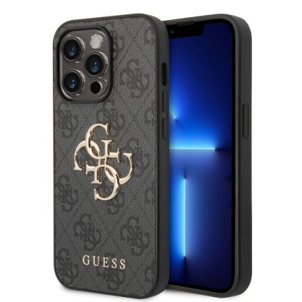 Zadný kryt Guess PU 4G Metal Logo pre iPhone 15 Pro Max Grey
