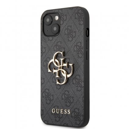 Zadný kryt Guess PU 4G Metal Logo pre iPhone 13 Grey