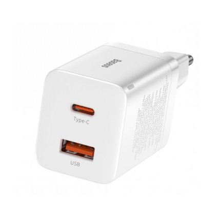 Adaptér Baseus CCSUPP-E02 Super Si Dual 30W biely