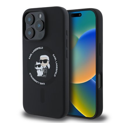 Zadný kryt Karl Lagerfeld Liquid Silicone Karl and Choupette MagSafe pre iPhone 16 Pro Black