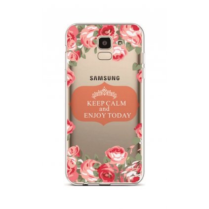 Zadný silikónový kryt na Samsung J6 Keep Calm Flowers 3