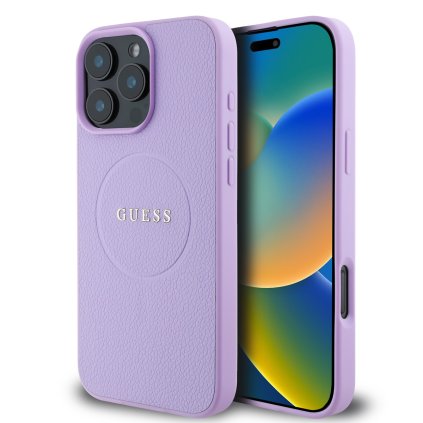 Zadný kryt Guess PU Grained Classic Logo MagSafe pre iPhone 16 Pro Max Purple