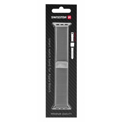 Remienok Swissten pre Apple Watch milánský 42-44/45-49 mm strieborný