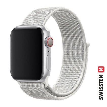 Remienok Swissten pre Apple Watch nylonový 42 - 44 - 45 - 49 mm biely