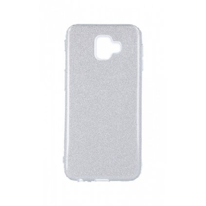 Zadný silikónový kryt na Samsung J6 + glitter strieborný