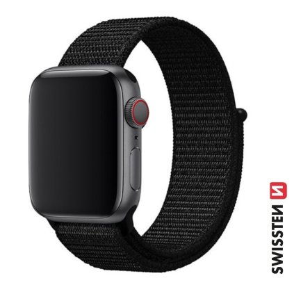 Remienok Swissten pre Apple Watch nylonový 42 - 44 - 45 - 49 mm čierny