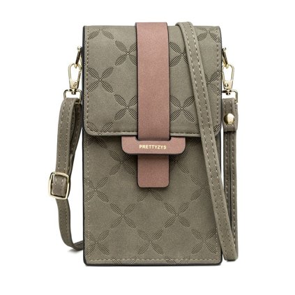 Kabelka na mobil Emboss s popruhom khaki