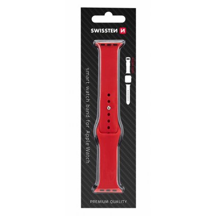 Remienok Swissten pre Apple Watch silikónový 42-44/45-49 mm červený