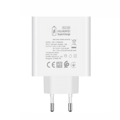 Adaptér HW-110600E00 Huawei s funkciou rýchleho nabíjania USB-A 66W biely (Bulk)