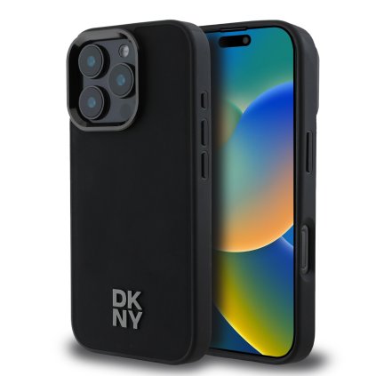 Zadný kryt DKNY PU Leather Stack Logo Magsafe pre iPhone 16 Pro Max Black