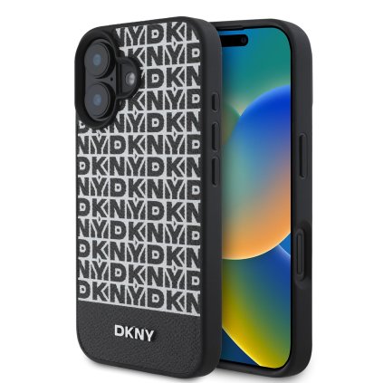 Zadný kryt DKNY Repeat Pattern Bottom Stripe MagSafe pre iPhone 16 Black