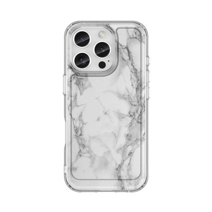 Zadný pevný kryt STYLE na iPhone 16 Pro Mramor biely
