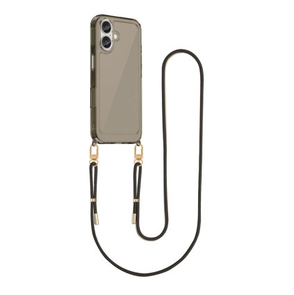 Zadný kryt Esthetique pre iPhone 16 s čiernou šnúrkou tmavý