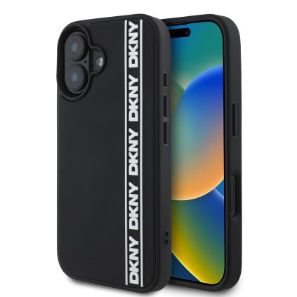 Zadný kryt DKNY 3D Rubber Repeat Logo Line pre iPhone 16 Black
