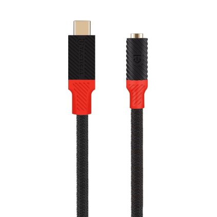 Adaptér Tactical Pin4Fun USB-C-3,5 mm jack 0,1 m čierno-červený