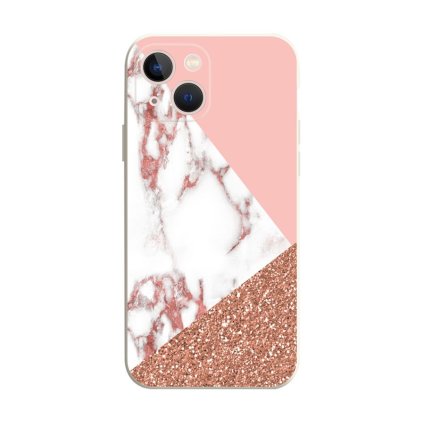 Zadný kryt pre iPhone 13 Mramor ružový glitter