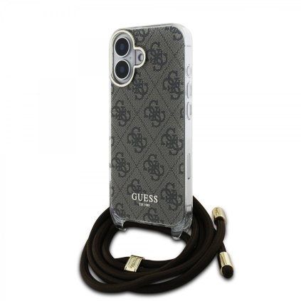 Zadný kryt Guess IML 4G Printed Crossbody Popruh pre iPhone 16 Brown