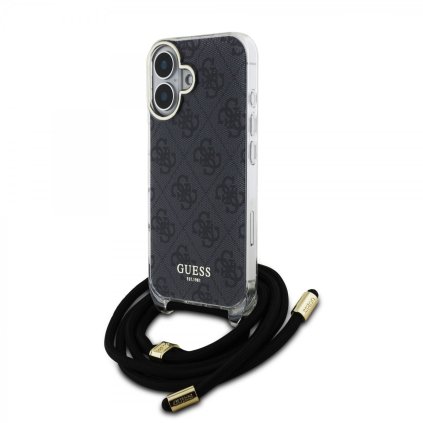 Zadný kryt Guess IML 4G Printed Crossbody Popruh pre iPhone 16 Black