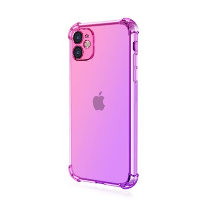 Zadný kryt pre iPhone 11 Shock dúhový ružovo-fialový