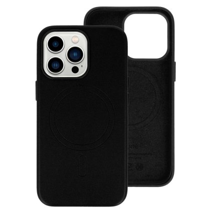Zadný kryt MagSafe Leather pre Iphone 13 Pro čierny