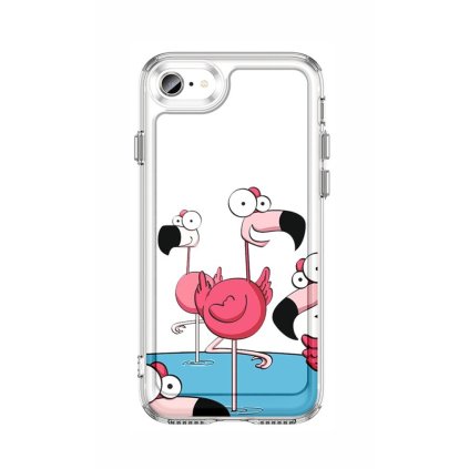 Zadný pevný kryt Image na iPhone SE 2020 Cartoon Flamingos