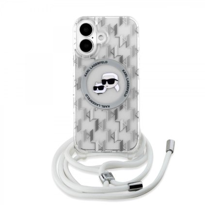 Zadný kryt Karl Lagerfeld IML Monogram Crossbody K&CH Heads MagSafe pre iPhone 16 Transparent