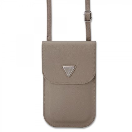 Kabelka na mobil Guess PU Grained Triangle Logo Brown