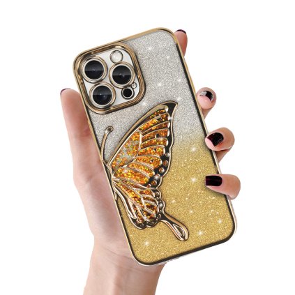 Zadný kryt Tel Protect Butterfly Water pre iPhone 14 Pro Max zlatý